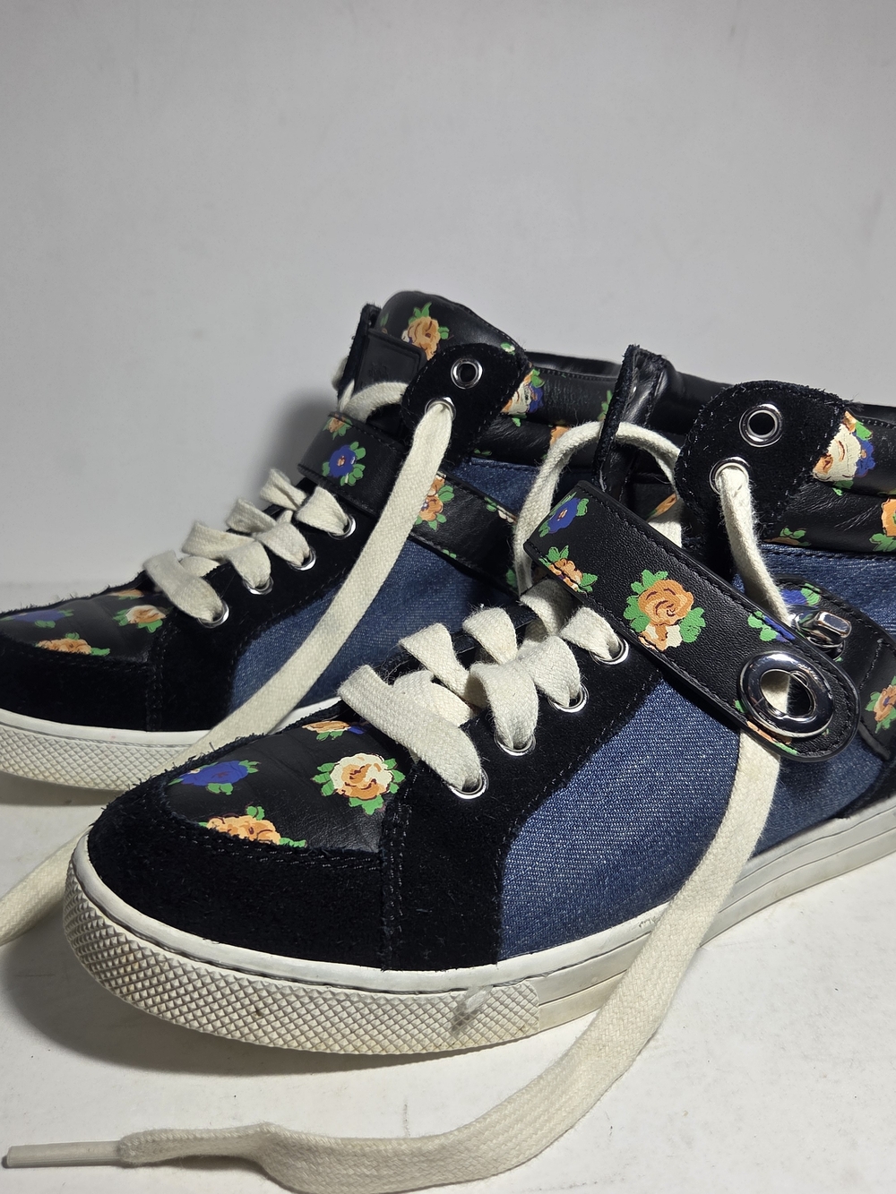 Coach Pembroke High Top Floral Denim Sneakers Women's Size 7.5B Q9116